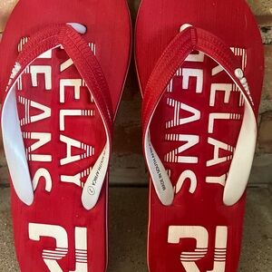 New RJ red and white flip flops made in South Africa, men’s size 7-8